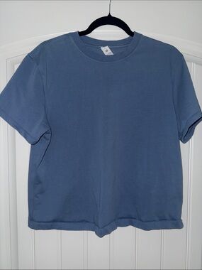 Lululemon Relaxed Fit Cotton Jersey T Shirt Oasis Blue Size 8